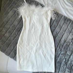 Fur Trim Mini Dress